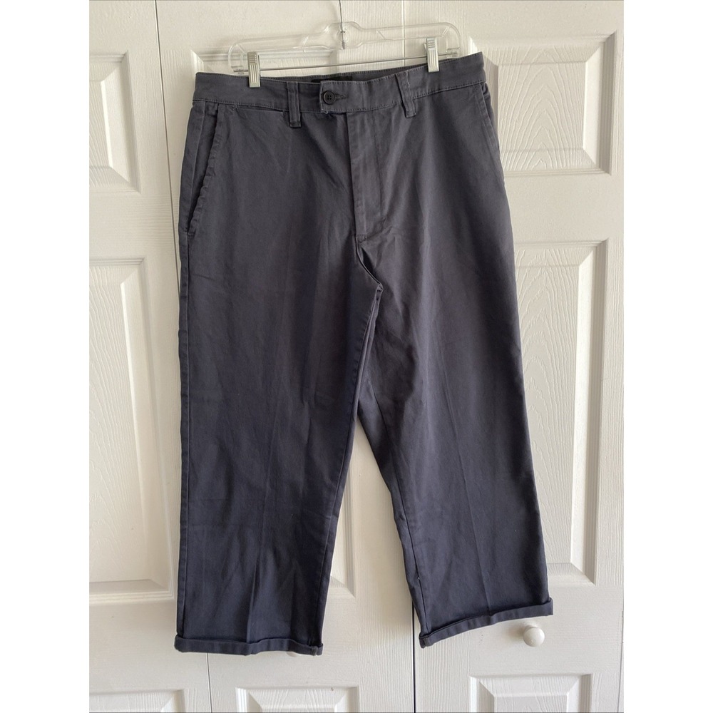 Rollas Mens Gray Pants 34x32 NEW G'Day Mate Chino Pants Roll Cuff‎ Relaxed Wide